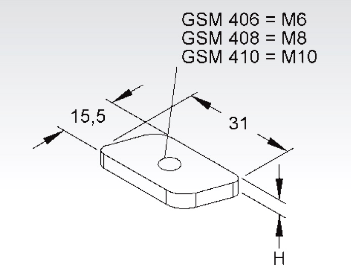 GM31x15,5//M6-V2A Gleitmutter